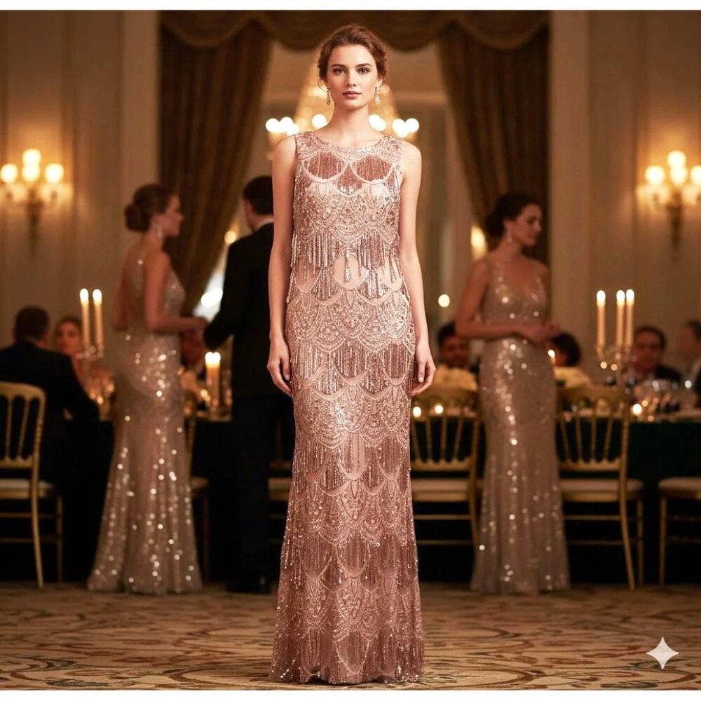 Goddiva Sequin Gown Dress Evening Formal Parties Prom Size 8 NWT